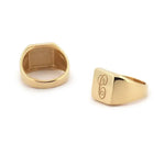 Personalized alphabet gold signet ring dainty minimal jewelry for women gift option