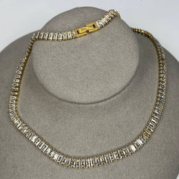 10.00 Ct baguette cut moissanite tennis necklace in white gold elegant luxury jewelry for women with brilliant shine