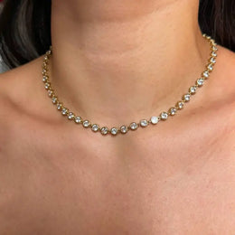 11.06 Ct moissanite round diamond white tennis necklace with brilliant sparkle luxury jewelry elegant design
