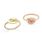 Dainty gold initial ring personalized alphabet jewelry with stylish and elegant signet design
