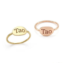 Dainty gold initial ring personalized alphabet jewelry with stylish and elegant signet design