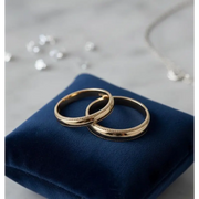 Minimalist matte finish couple rings for subtle elegance and modern love.