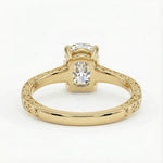 rose gold engagement ring, 3 stone engagement ring, art deco engagement ring