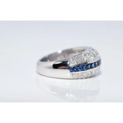 Premium lab created gemstone ring with opal center and radiant white diamond accents