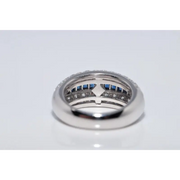 Premium lab created gemstone ring with opal center and radiant white diamond accents