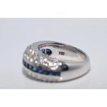 Premium lab created gemstone ring with opal center and radiant white diamond accents
