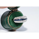 Premium lab created gemstone ring with opal center and radiant white diamond accents