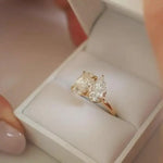 3.25 Ct TOI lab grown radiant cut diamond ring, 18K gold, luxury statement engagement jewelry.
