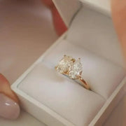 3.25 Ct TOI lab grown radiant cut diamond ring, 18K gold, luxury statement engagement jewelry.