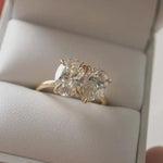3.25 Ct TOI lab grown radiant cut diamond ring, 18K gold, luxury statement engagement jewelry.