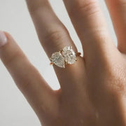 3.25 Ct TOI lab grown radiant cut diamond ring, 18K gold, luxury statement engagement jewelry.