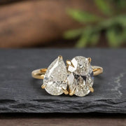 3.25 Ct TOI lab grown radiant cut diamond ring, 18K gold, luxury statement engagement jewelry.