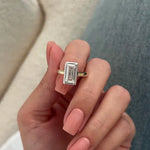 2 carat baguette cut diamond ring in white gold with sleek rectangular center stone and side accents