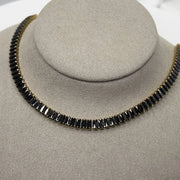 10.89 Ct black moissanite baguette tennis necklace luxury statement jewelry with sleek modern diamond style