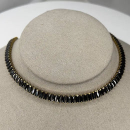 10.89 Ct black moissanite baguette tennis necklace luxury statement jewelry with sleek modern diamond style