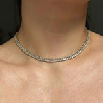 10.00 Ct baguette cut moissanite tennis necklace in white gold elegant luxury jewelry for women with brilliant shine