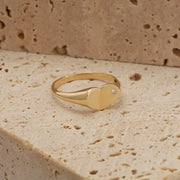 Vintage Style Signet Ring Solid Gold Minimalist Statement Ring for Women