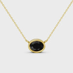 Luxury black oval diamond necklace with elegant natural diamond design For Pendle 