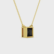 2.00 Ct princess cut black diamond necklace with luxury natural diamond jewelry design