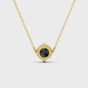 2.00 Ct round cut black diamond necklace in luxury natural diamond jewelry style