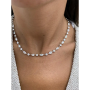 9.08 Ct white moissanite mix cut tennis necklace with brilliant diamond-like sparkle luxury statement jewelry for women