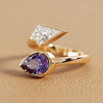 1.30 Ct TOI lab grown round diamond ring, classic prong gold setting, elegant everyday jewelry.