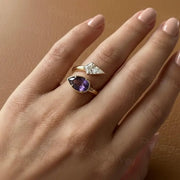 1.30 Ct TOI lab grown round diamond ring, classic prong gold setting, elegant everyday jewelry.