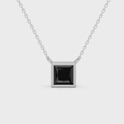 2.00 Ct princess cut black diamond necklace with luxury natural diamond jewelry design