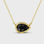 2.00 Ct pear cut black diamond necklace with luxury natural diamond jewelry design