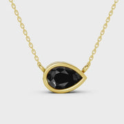 2.00 Ct pear cut black diamond necklace with luxury natural diamond jewelry design