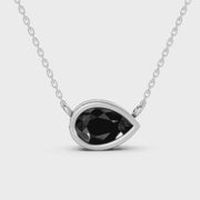 2.00 Ct pear cut black diamond necklace with luxury natural diamond jewelry design