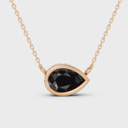 2.00 Ct pear cut black diamond necklace with luxury natural diamond jewelry design