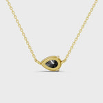2.00 Ct black pear natural diamond with luxury fine jewelry design and elegant pear shape brilliance