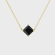 2.00 Ct black princess diamond necklace with luxury natural fine jewelry design