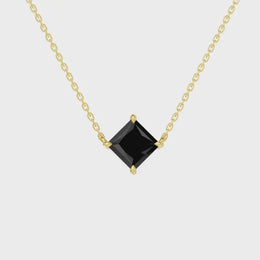2.00 Ct black princess diamond necklace with luxury natural fine jewelry design