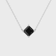 2.00 Ct princess cut black diamond necklace with luxury fine jewelry design