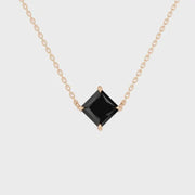 2.00 Ct princess cut black diamond necklace with luxury fine jewelry design