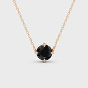 2.00 Ct round cut black diamond necklace in luxury natural diamond jewelry style