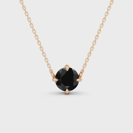 2.00 Ct round cut black diamond necklace in luxury natural diamond jewelry style