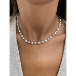 9.08 Ct white moissanite mix cut tennis necklace with brilliant diamond-like sparkle luxury statement jewelry for women