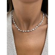 9.08 Ct white moissanite mix cut tennis necklace with brilliant diamond-like sparkle luxury statement jewelry for women