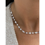 9.08 Ct white moissanite mix cut tennis necklace with brilliant diamond-like sparkle luxury statement jewelry for women
