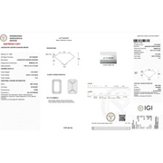IGI certified lab grown diamond with grading details and certification report. emerald cut diamond, blue lab grown diamond 