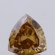 lab grown diamonds under UV light with certification and grading report details, triangle cut lab grown diamond 
