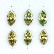 Olive Green, Yellow Marquise Lab Created Diamonds For Solitaire Ring