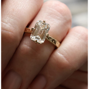 Halo emerald ring engagement with classic diamond styling, step cut diamond ring, lab grown ring