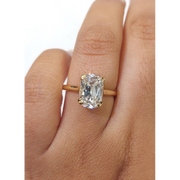 two stone engagement ring, yellow diamond engagement ring, moonstone engagement ring