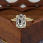 two stone engagement ring, yellow diamond engagement ring, moonstone engagement ring