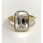 old mine cut diamond ring, vintage gold jewelry, 14k gold engagement ring, lab grown diamond ring 