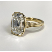 old mine cut diamond ring, vintage gold jewelry, 14k gold engagement ring, lab grown diamond ring 
